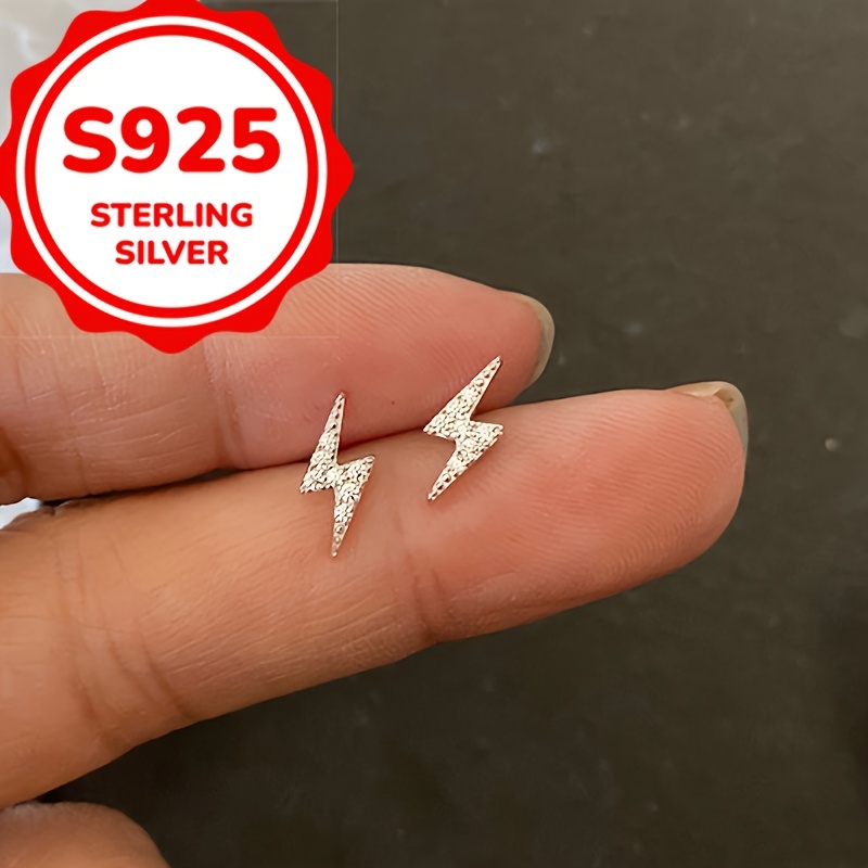 Tiny Lightning Zirconia 925 Silver Stud Earrings